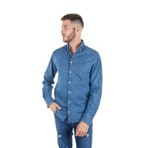 Tommy Hilfiger pánská džínová košile Stretch - KAZOVÁ - M (984)